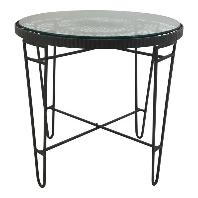 Industrial Modern Iron Wire Glass Round Side Table Chairish