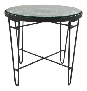 Industrial Modern Iron/Wire/Glass Round Side Table