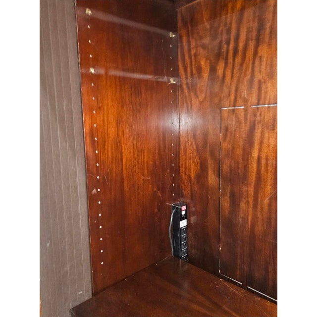 Late 20th Century Furniture Curved Mahogany Tambour Armoire / Bar Cabinet For Sale - Image 6 of 12