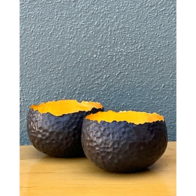 Vintage Contemporary Alexander Lamont Hammered Raw Edge Bronze Bowls - a Pair For Sale - Image 11 of 12