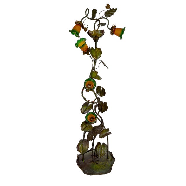 French Art Nouveau Heron Floor Lamp, 1890s For Sale