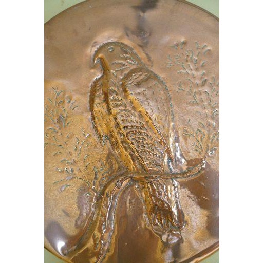 Oversized Vintage Copper Mold Wall Hanging With Brass Handles and Falcon Bird Design For Sale - Image 4 of 8