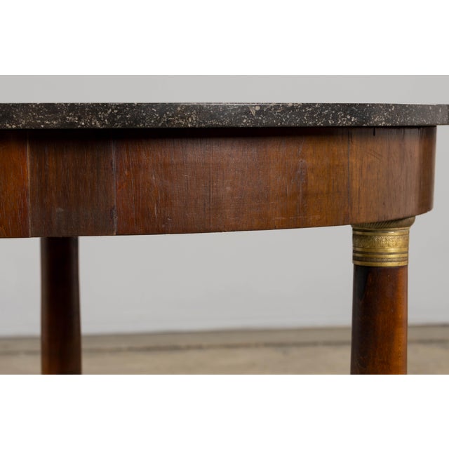 19th Century French Empire Style Walnut Pedestal Center Table With Marble Top For Sale - Image 10 of 15