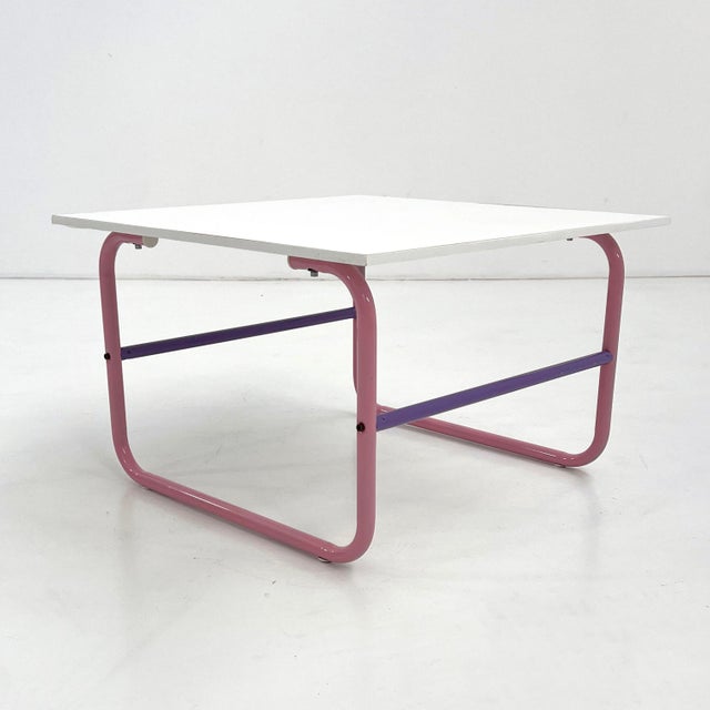 Metal Purple and Pink Tubular Coffee Table, 1980s For Sale - Image 7 of 7