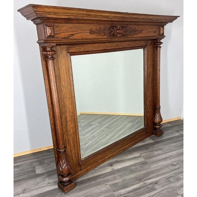 Antique French Style Carved Oak Wall Mirror For Sale - Image 11 of 11
