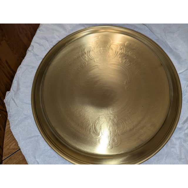 Vintage New in Box Baldwin Brass "Benchmark" 12" Etched Polished Brass Tray For Sale - Image 4 of 8