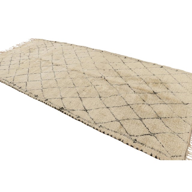 Rug & Kilim Vintage Moroccan Rug in Beige and Black Diamond Patterns, From Rug & Kilim For Sale - Image 4 of 8