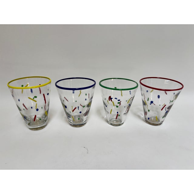 Postmodern John Burchetta Set of 4 Hand Blown Murano Glass Tumblers, 1995 For Sale - Image 3 of 15