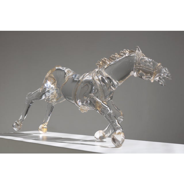 Mid-Century Italian Murano Glass Horse Sculpture with Gold Leaf by Arnaldo Zanella, 1970s For Sale - Image 7 of 12