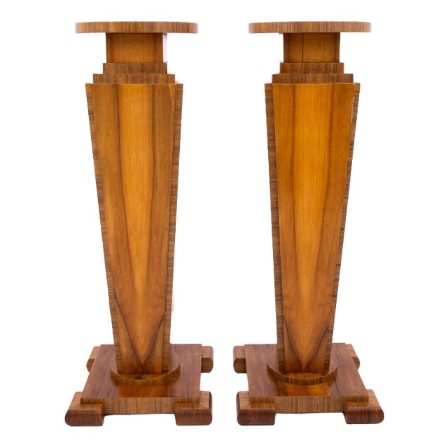Mid-20th Century Art Deco Pedestals, Poland, 1950s For Sale