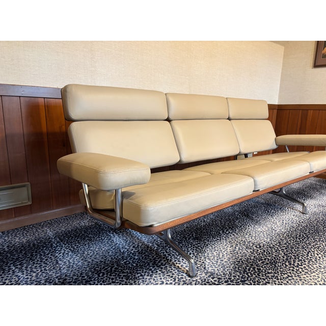 This custom ordered sofa is upholstered in Geiger, Bristol Leather, Color: Neutral. One of the last pieces of furniture...