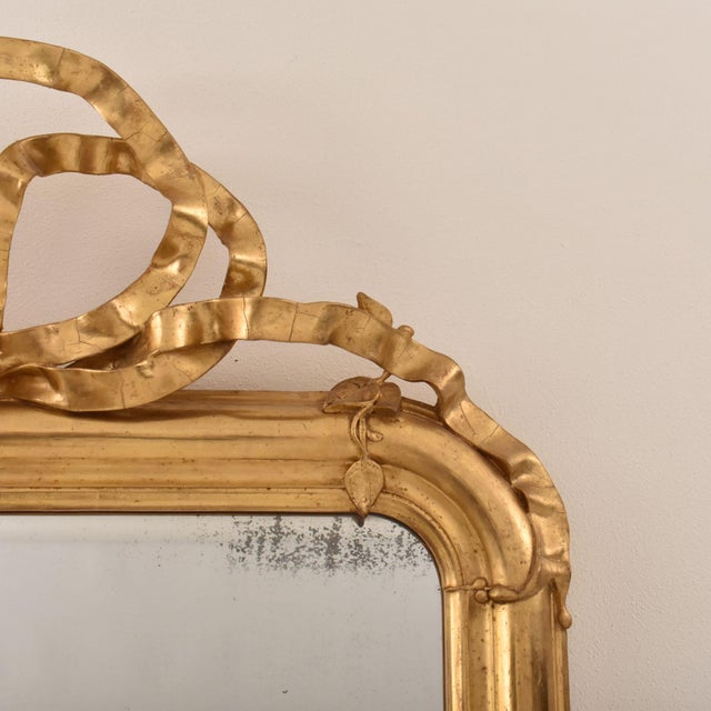 Glass Antique Louis Philippe Gold Leaf Mirror, 1800s For Sale - Image 7 of 12