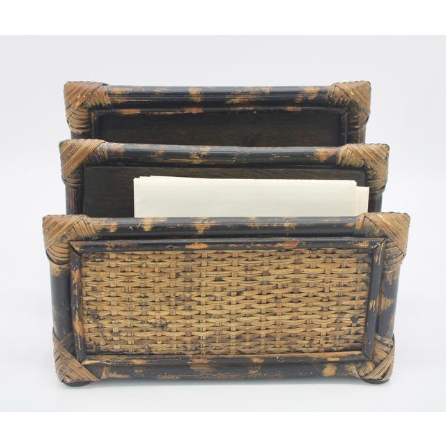 Vintage Boho Chic Burnt Bamboo Letter Rack For Sale In Tulsa - Image 6 of 11