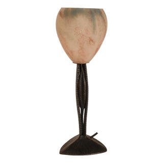 Vintage Art Deco Table Lamp in Bronze and Glass, 1925 For Sale