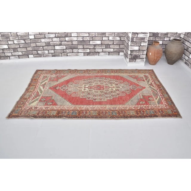Handmade wool carpet in Turkish Anatolia , Vintage Oushak Rug,Turkish Vintage Anatolian Rug, Handmade wool Rug . One Of...