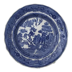 Early 19th Century Blue & White Willow Pattern Plate
