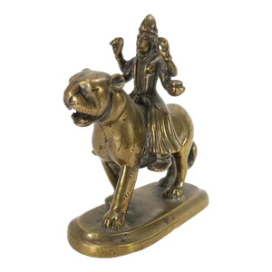19th Century or Earlier Indian Bronze Deity Figure on Tiger