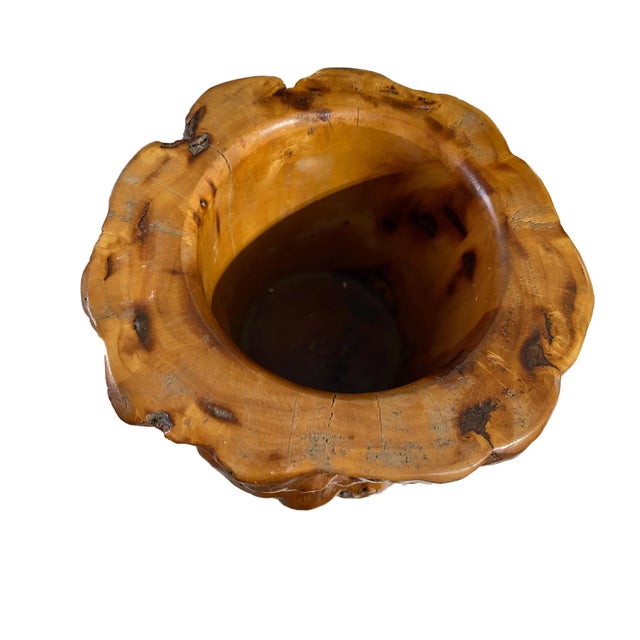 Chinoiserie Vintage Chinoiserie Scholars Solid Natural Wood Brush/Pen Holder For Sale - Image 3 of 9