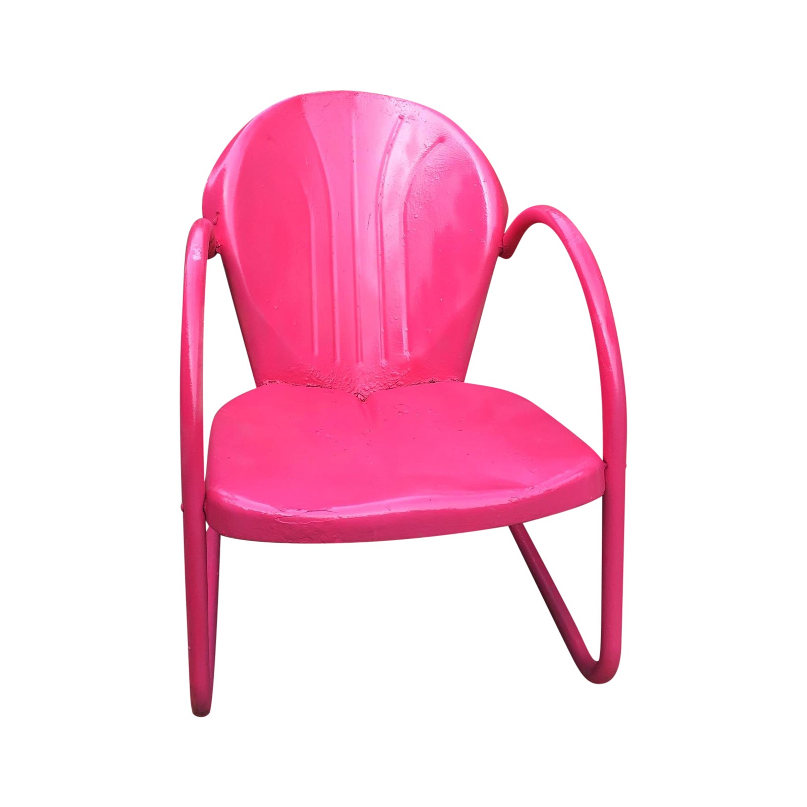 MidCentury Pink Metal Patio Chair Chairish