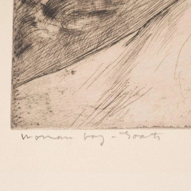 1930s "Woman, Boy and Goats", Original Signed Etching by John E. Costigan For Sale - Image 5 of 11