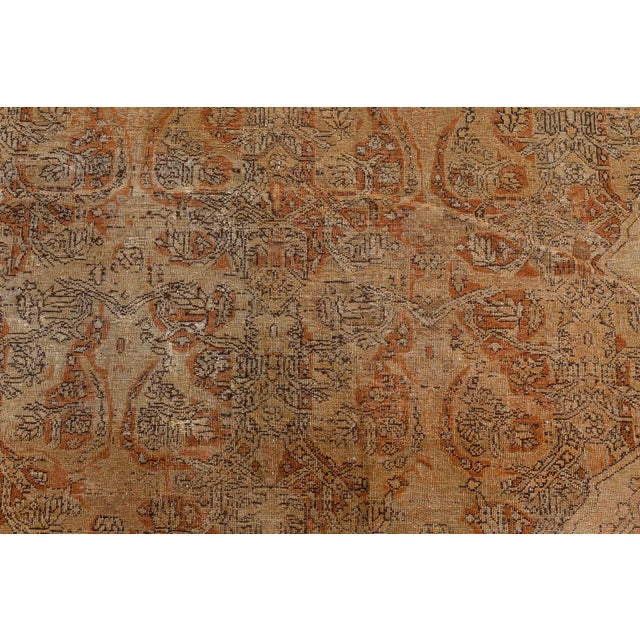Indian Authentic 19th Century Indian Amritsar Beige Brown Handmade Wool Rug For Sale - Image 3 of 9