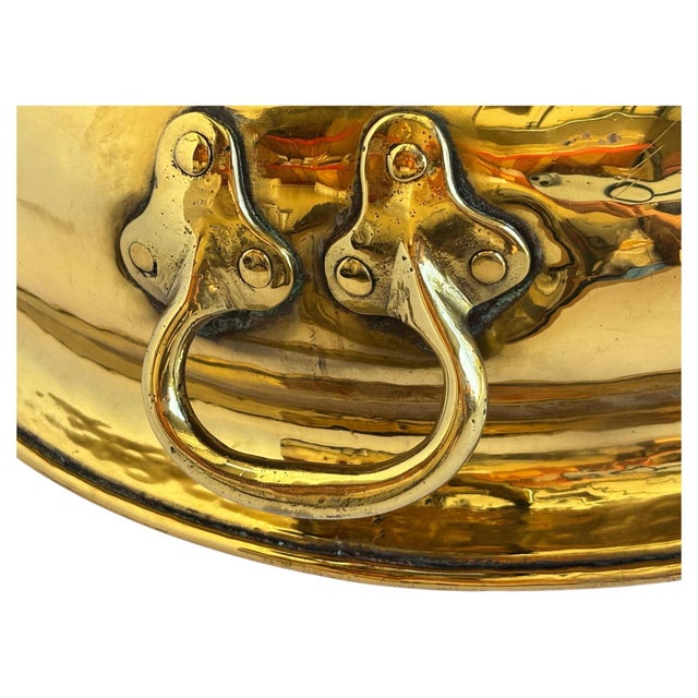 Arts & Crafts Early 20th Century Arts and Crafts Footed Brass Bowl with Ring Handles 1920s For Sale - Image 3 of 17