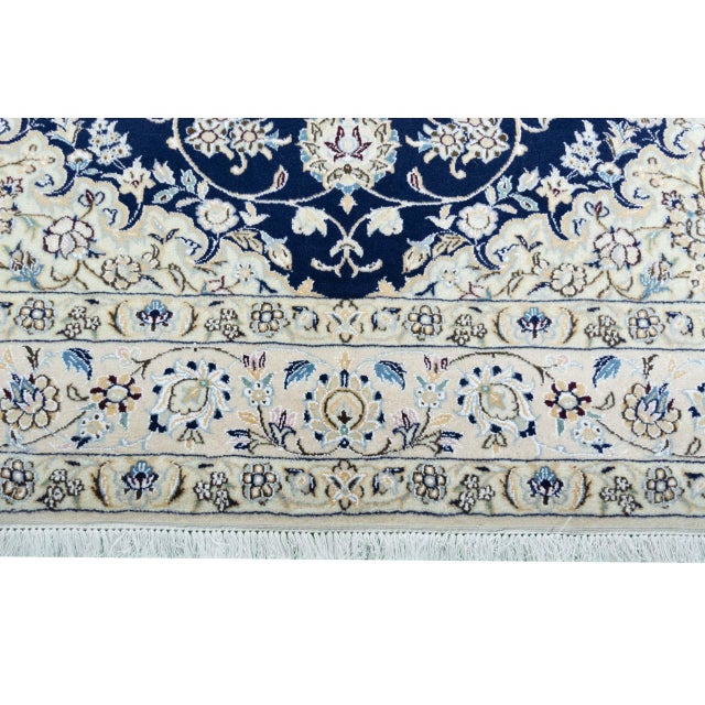 Textile Hand-Knotted Nain Rug with Floral Medallion For Sale - Image 7 of 12