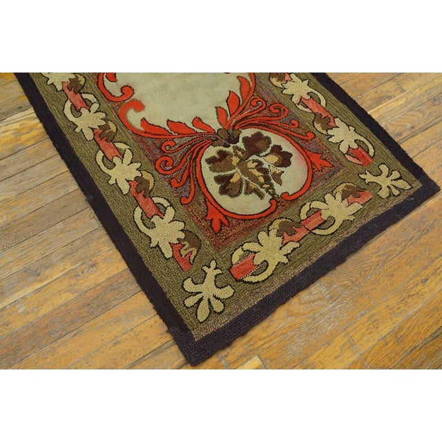 1930s Rare Antique Artistic Art Nouveau Design American Hooked Folk Art Rug For Sale In New York - Image 6 of 10