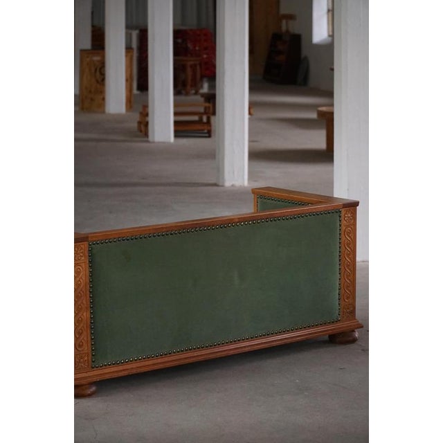 Vintage Danish Empire Sofa in Oak and Velour, 1920s For Sale - Image 14 of 16