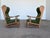 Scandinavian Oak Wingback Lounge Chairs in Striped Wool, 1940s, Set of 2 For Sale - Image 6 of 13