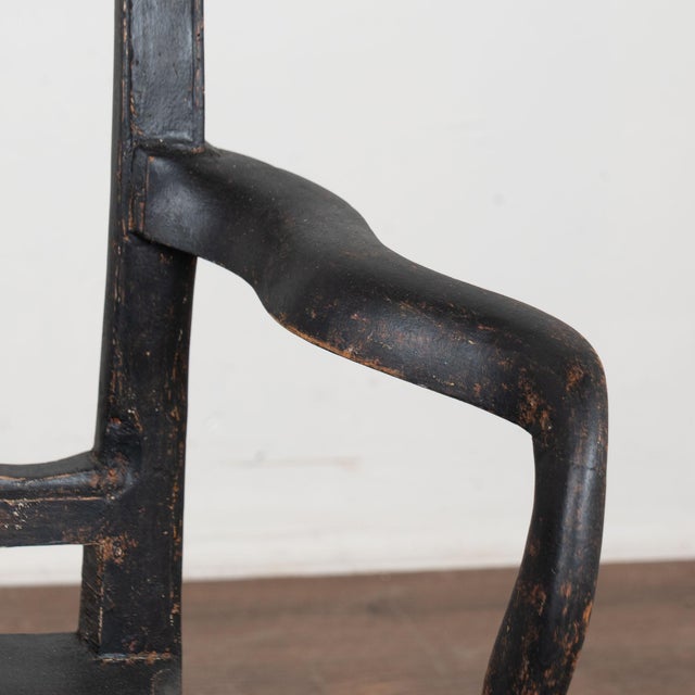 19th Century Swedish Black Painted Pine Armchairs For Sale - Image 11 of 15