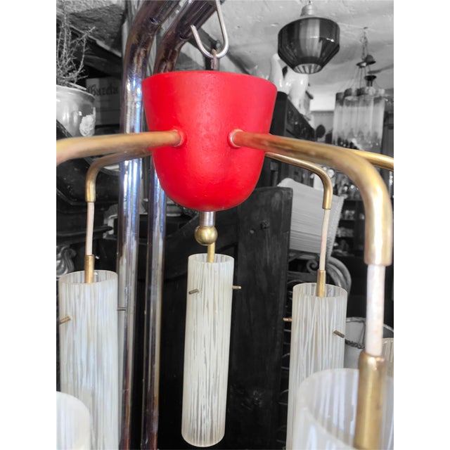 Mid-Century Modern Hanging Lamp in Brass and Glass, 1950s For Sale - Image 15 of 18