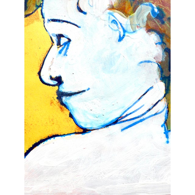 Original, unique and contemporary portrait of a live model in an atelier in Paris, France. Her interesting face were a...