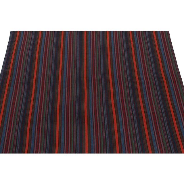 This vintage 6x7 Bidjar Persian Jajim kilim is a unique tribal rug for its period—handwoven in wool circa 1950-1960. On...