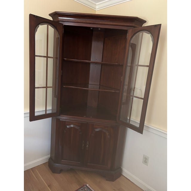 Traditional Solid Cherry Corner China Cabinet For Sale - Image 4 of 6
