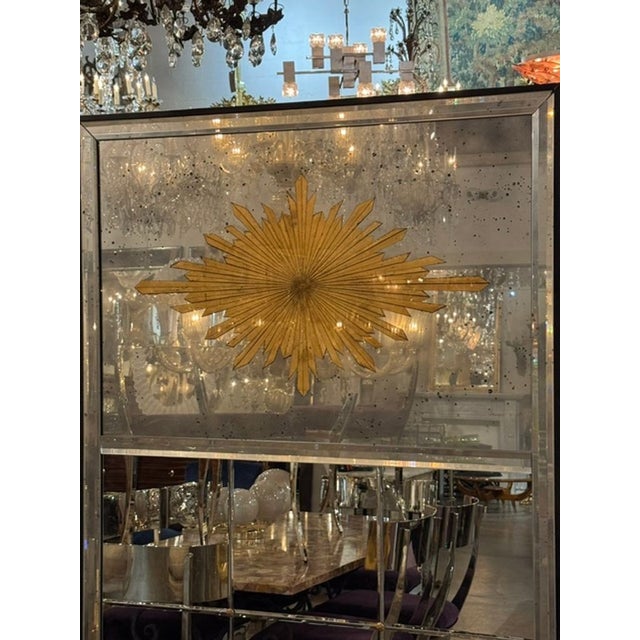 Early 21st Century Maison Jansen Design Eglomise’ Sunburst Trumeau Mirrors For Sale - Image 5 of 8
