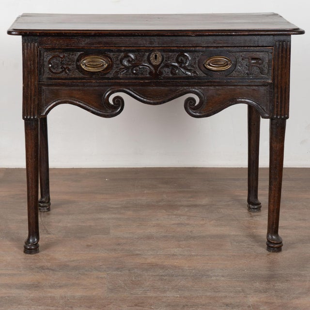 English Late 18th Century English Carved Walnut Side Table With Drawer For Sale - Image 3 of 16