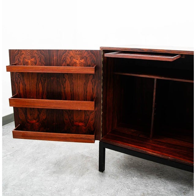 Wood Mid Century Modern Compact Credenza Cabinet Refrigerator Storage Silkeborg Lock For Sale - Image 7 of 12