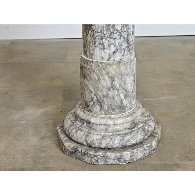 Gray French 19th Century Marble Column Pedestal For Sale - Image 8 of 14