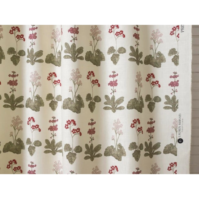 Lauren Servati Textiles, Primula Fabric in Rose For Sale In Atlanta - Image 6 of 7