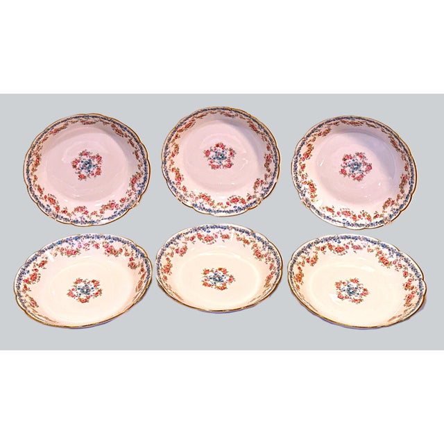 Set of Six (6) Haviland & Co, Limoges France soup plates made around the turn of the 20th Century. - Schleiger 271K Pink...