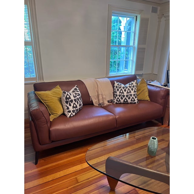 Midcentury Modern Cognac Leather Sofa 91" New With Tag For Sale - Image 12 of 12