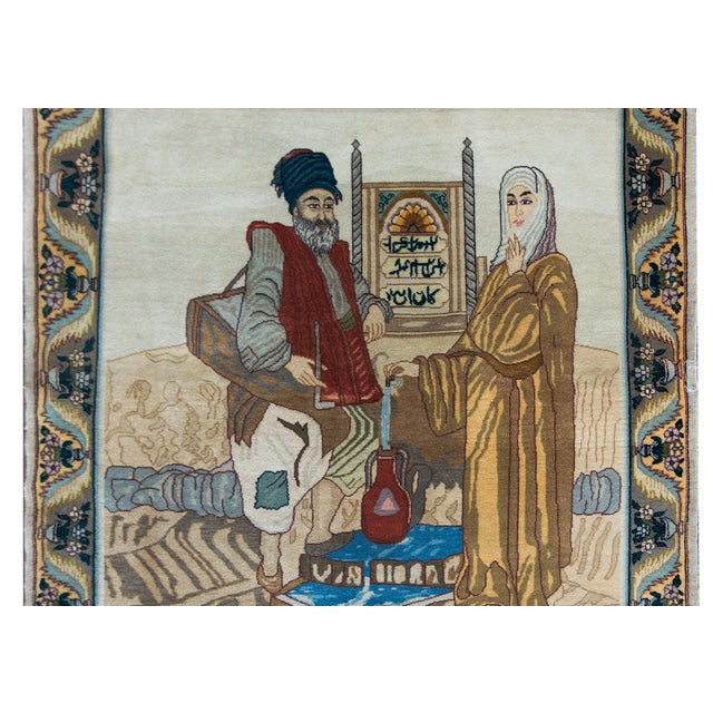 Textile Vintage Persian Tabriz Pictorial Rug For Sale - Image 7 of 15