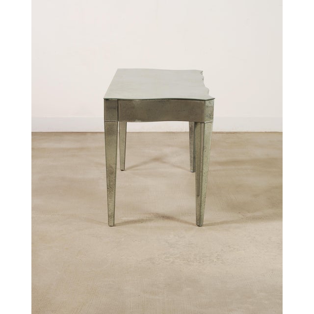 Wood Antiqued Serpentine Mirrored Vanity Dressing Table or Desk For Sale - Image 7 of 15