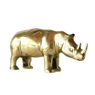 Brass Rhinoceros Sculpture For Sale