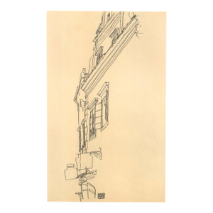 1960s Schiele Lithograph 53 Gabled Houses at Krumau Reproduction