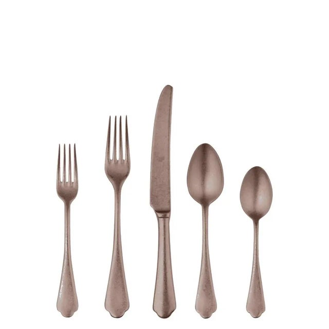 Contemporary Mepra Dolce Vita 5-Piece Flatware Set, Pewter Bronze For Sale - Image 3 of 3