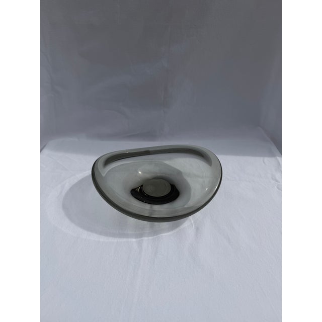 Charcoal 1960s Holmegaard Smoky Glass Bowl Signed For Sale - Image 8 of 11