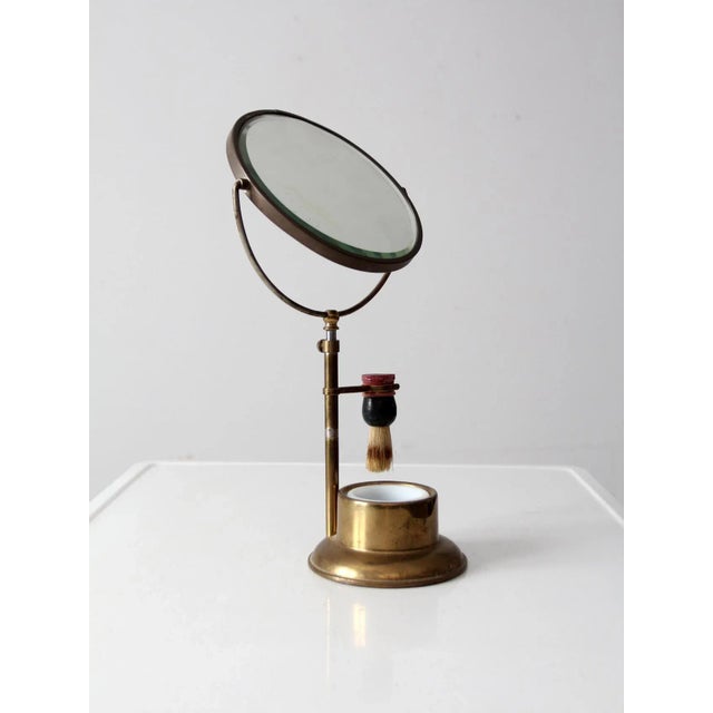 Antique Brass Shaving Mirror Set For Sale - Image 9 of 13