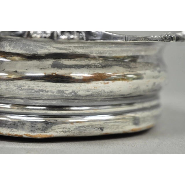 Antique English Victorian Silver Plated Rose Repousse Bar Wine Bottle Coaster For Sale - Image 10 of 14